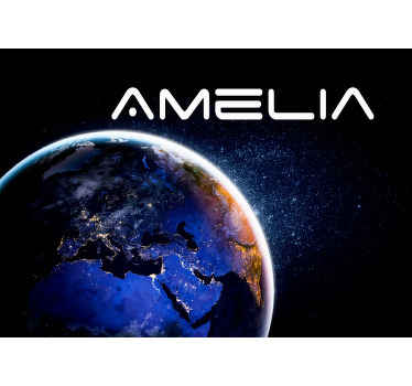 Mural del espacio globo y estrellas - TenVinilo