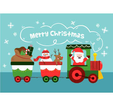 Cartoon train Christmas wall mural - TenStickers