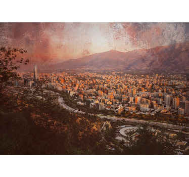 Fotomural ciudad Ciudad de santiago en la puesta del sol - TenVinilo