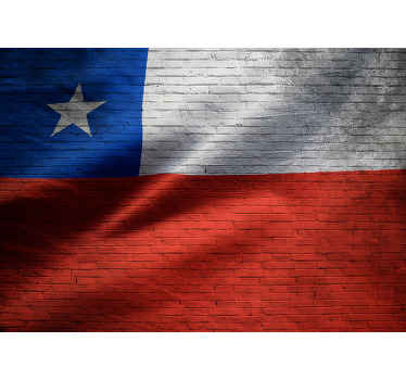 Fotomural ciudad Bandera de chile textura ladrillo - TenVinilo