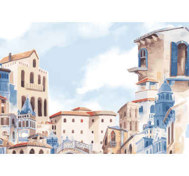 εξωτερική τοιχογραφία μεσογειακής πόλης - TenStickers