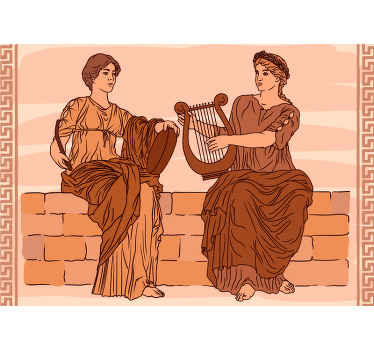 ελληνική κεραμική τοιχογραφία vintage τοίχο - TenStickers