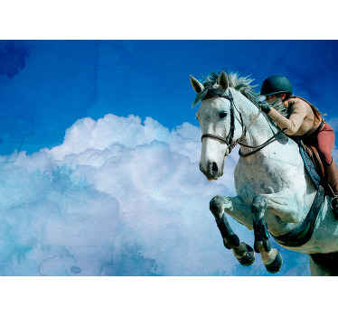 horse jumping from the cloud wall mural - TenStickers