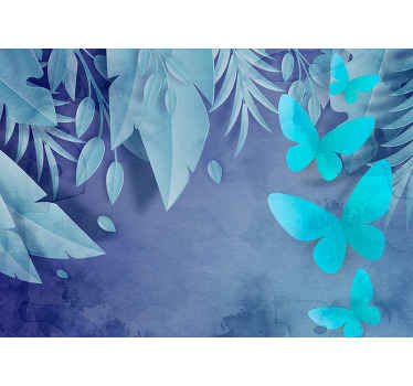 Latające liście motyle fototapeta 3d - TenStickers
