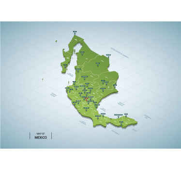 Mural mapamundi efecto 3d México - TenVinilo