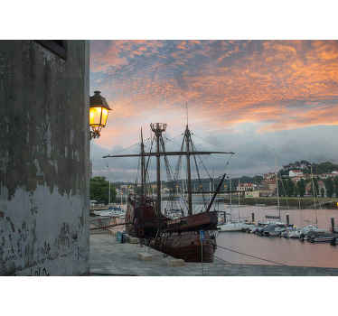 Moored old boat wall mural - TenStickers