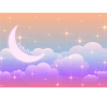 이름 도시 예술 벽 벽화와 달 - TenStickers