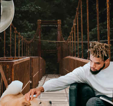 Fototapeta 3D Las deszczowy mostu linowego - TenStickers