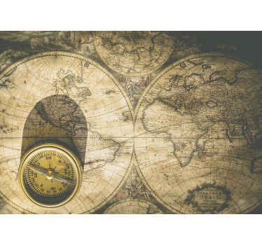 Vintage map world wall mural - TenStickers