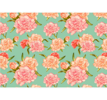 Illustrert feddmønster fototapet blomster - Tenstickers