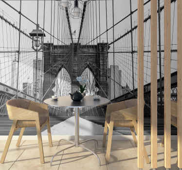Mural de perete 3d negru și alb brooklyn bridge - TenStickers
