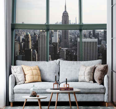 Grey window new york wall mural - TenStickers