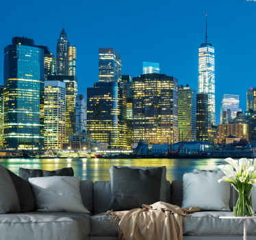 Fotomural Nueva York Rascacielos de manhattan iluminados - TenVinilo