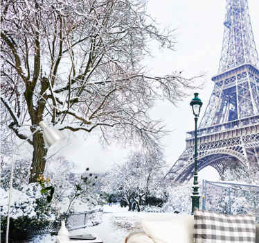 Fotomurais cidades e países Torre eiffel nevada no inverno - TenStickers