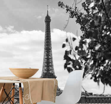 Black and white eiffel tower city wall mural - TenStickers