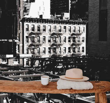 纽约城墙上的夜间屋顶壁画 - TenStickers