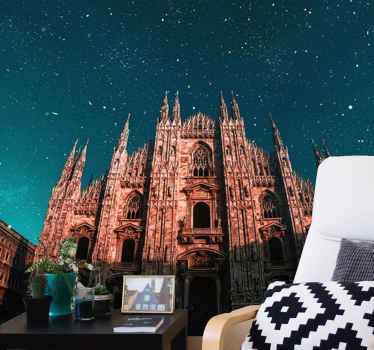 Kahverengi katedral milan oturma odası duvar kağıdı - TenStickers