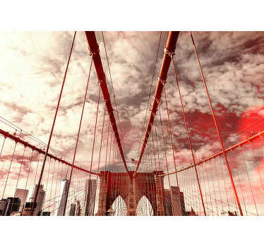 Güneşli renkli brooklyn köprüsü görünümü duvar kağıdı - TenStickers