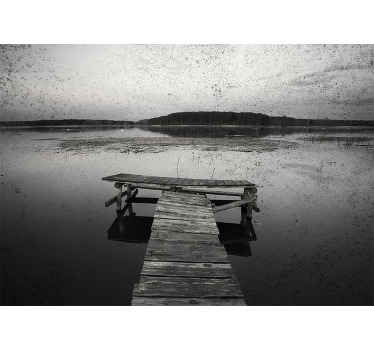 Fototapet 3d pod vechi de lemn alb-negru - TenStickers