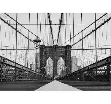 Mural de perete 3d negru și alb brooklyn bridge - TenStickers