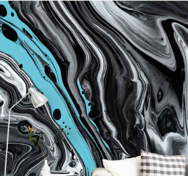 Fotomural abstracto Pintura efecto mármol negro - TenVinilo