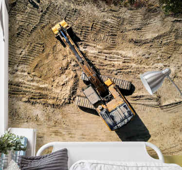 Papel de parede de foto de trabalho de escavadeira amarela - TenStickers