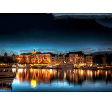 Fotomural ciudad Estocolmo reflexionó sobre el mar - TenVinilo