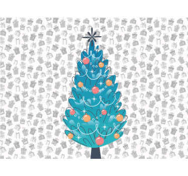 Festive Animal Gathering christmas wall mural - TenStickers