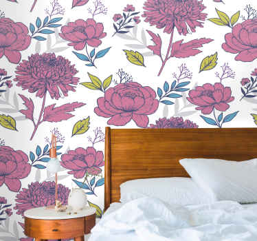 Big multicolor pattern flower wall mural - TenStickers
