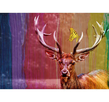 Regnbue hjort detaljeret fototapet - TenStickers