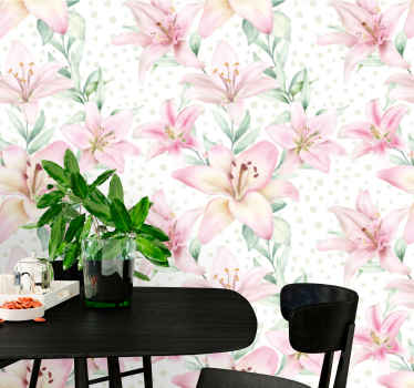 Fototapeta akvarel růžový vzor květina - TenStickers