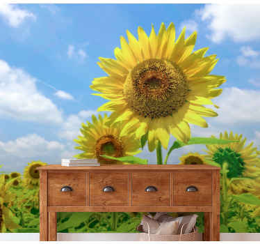 Bright sunflower wall mural - TenStickers