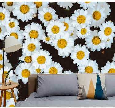 Papatya çiçekleri beyaz duvar resmi - TenStickers