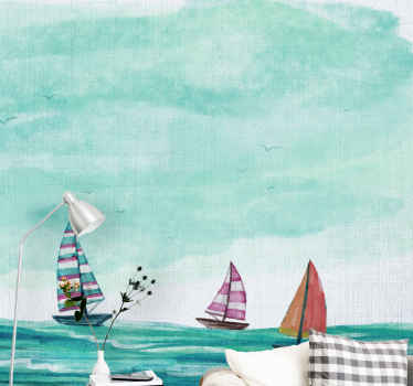 σειρά πανιών με μπλε τόνους τοιχογραφία τοίχου φύσης - TenStickers