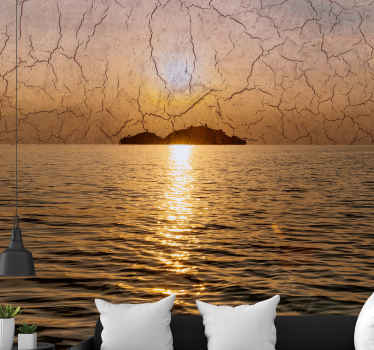 Fotomural naturaleza Amanecer reflejado en el mar con dos rocas - TenVinilo