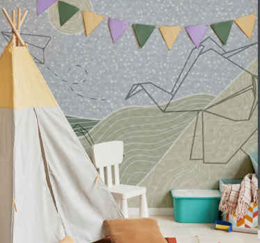 Japanske elefanter design fototapet til børneværelse - TenStickers