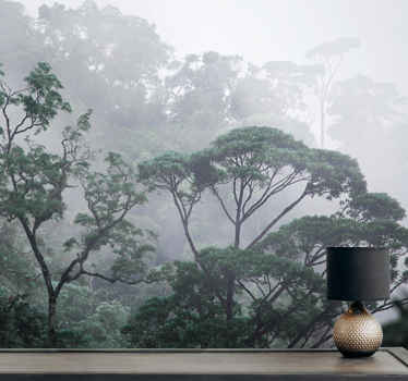 Sisli bir günde büyük ağaçlar orman duvar kağıdı - TenStickers