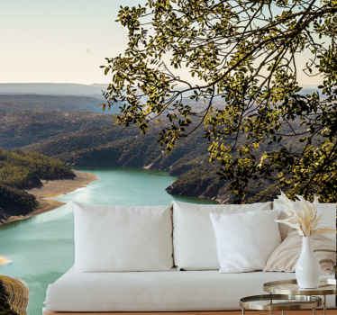 Fototapeta velké stromy vedle jezerního lesa - TenStickers