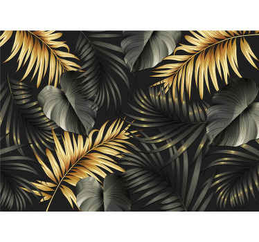 golden leaves jungle mural - TenStickers
