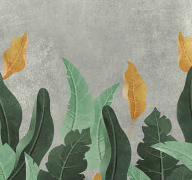 客厅的其他墙面壁画 混凝土上的植物 - TenStickers