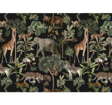 Wilde dieren scandinavische stijl behang - TenStickers