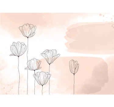 Cvijeće linija umjetnost zidni mural - TenStickers
