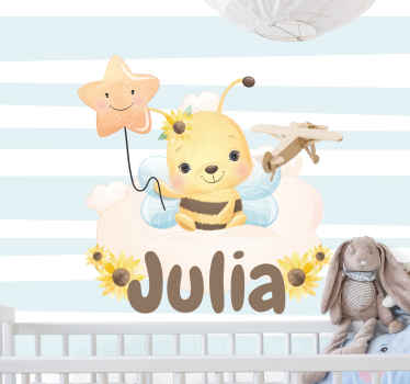 Fototapete Kinderzimmer Süße tiere biene mit Namen - TenStickers