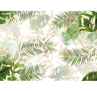 Elegant palm leaves Living room wall mural  - TenStickers