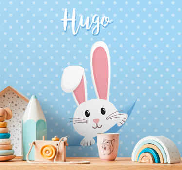 Søt kanin for gutt med navn Fototapet baby - Tenstickers