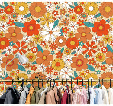 Multicolor 70's flowers vintage wall mural - TenStickers