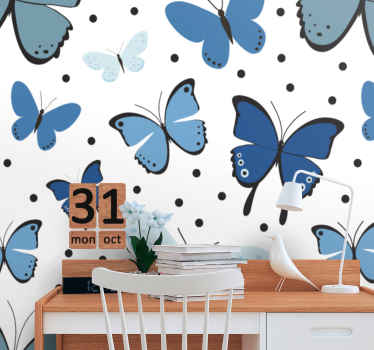 Black and Blue Butterfly Teenage Wall Murals - TenStickers