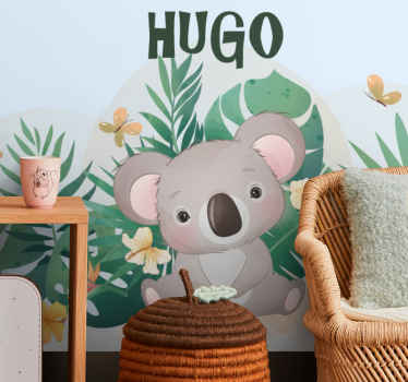 Søt koala for gutt med navn Fototapet baby - Tenstickers