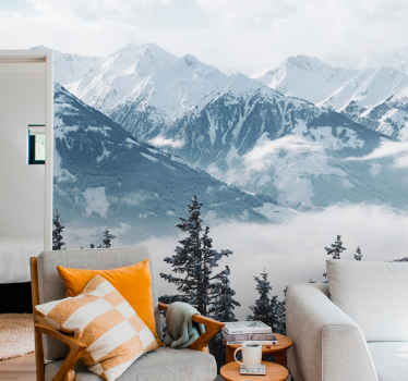 Tapete Wohnzimmer verschneite Berglandschaft - TenStickers