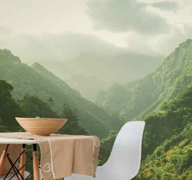 Gröna berg solig dag berg fototapet - Tenstickers